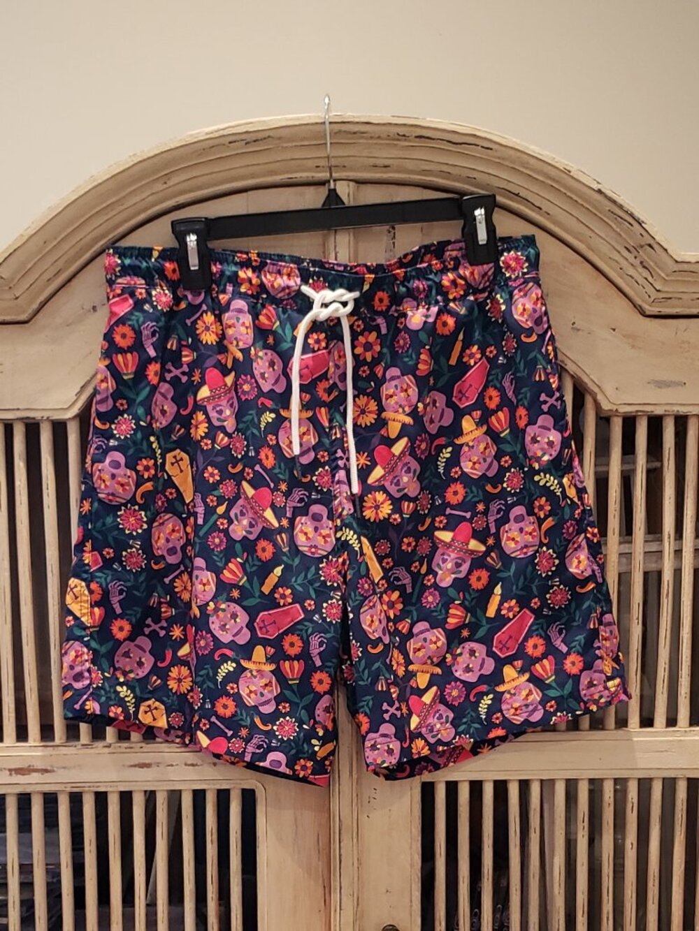 Berkley Jensen Day of the Dead Swim Bathing Suit Short  Size L